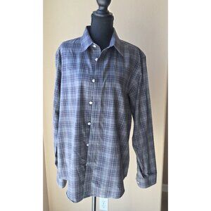 UNTUCKit Men’s Plaid Button-Down Shirt Large Slim Fit Wrinkle Free Cotton